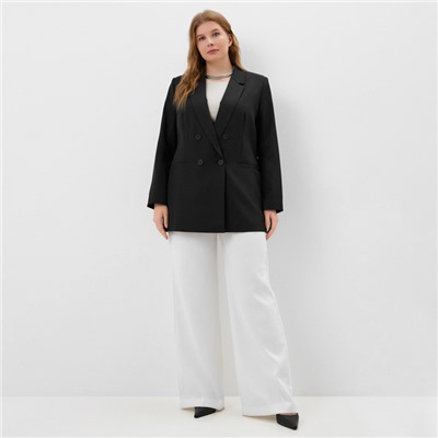 Пиджак женский двубортный MIST plus-size, размер 52, чёрный
