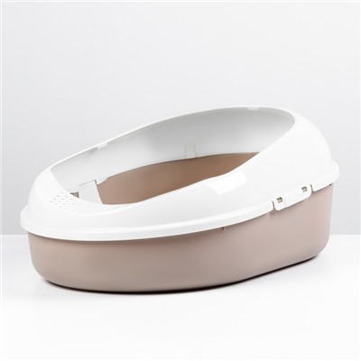 Лоток для кошек с бортом, сеткой и совком «Космо» 51.9×37.8×21.3 см, коричневый