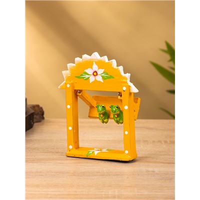 Сувенир «Лягушата на качелях», 10×3.5×15 см, дерево, оранжевый