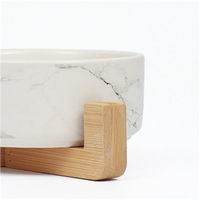 Миски, 450 мл, 28.5×15.5×7 с, 2 шт., на подставке, керамика, мрамор