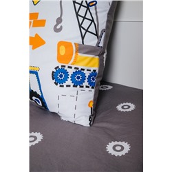 Детское постельное белье  с простыней на резинке  90*200 Юный строитель