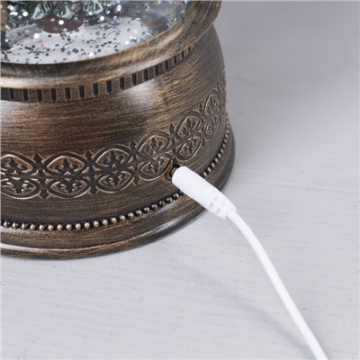 Светодиодная фигура «Фонарь с детьми и ёлкой» 15×30×12.5 см, пластик, батарейки ААх3 (не в комплекте), USB, свечение тёплое белое