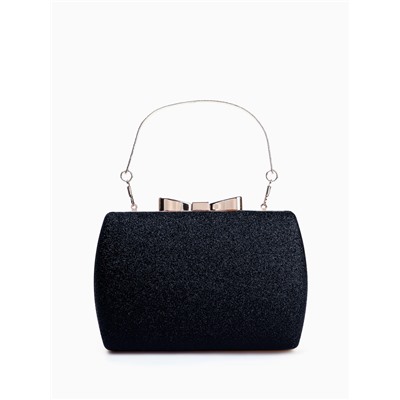 Сумка-клатч женская вечерняя на фермуаре, жёсткий корпус, с золотистой фурнитурой, чёрная