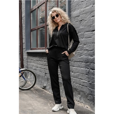 Костюм спортивный без начеса на молнии 43065 (Черный)