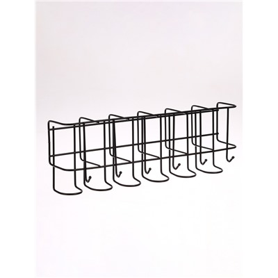 Подставка для зонтов настенная, с крючками, металл, 6.4×13×39 см, чёрная