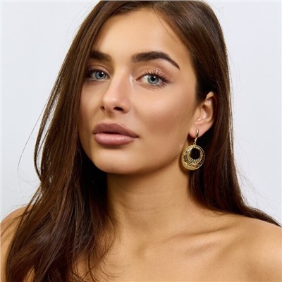 Серьги подвески крупные ювелирная бижутерия Итальянское золото (покрытие желтое 14к) , арт.217.429