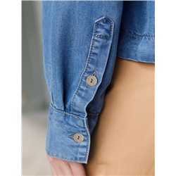 Укороченная блузка с кулиской из джинсового лиоцелла