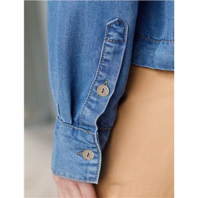 Укороченная блузка с кулиской из джинсового лиоцелла