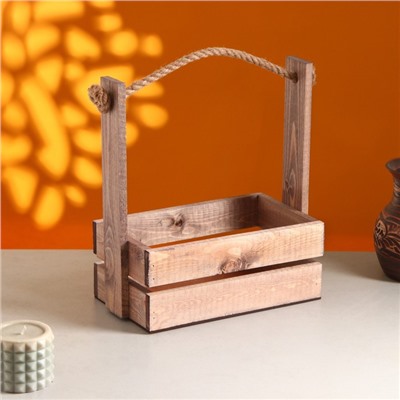 Подарочный ящик «Аром», деревянный, ручка - канат, цвет состаренный дуб, набор 3 шт.