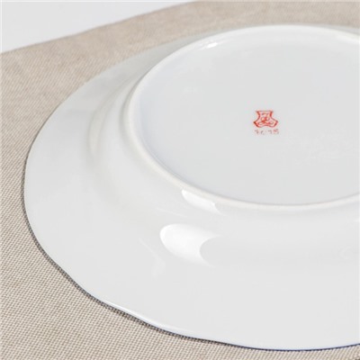 Тарелка Добрушский завод «Гуси», d=20 см, фарфор, белая, рисунок МИКС