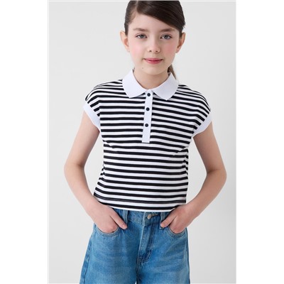 Джемпер трикотажный с воротником поло для девочек PLAYTODAY, 1242086