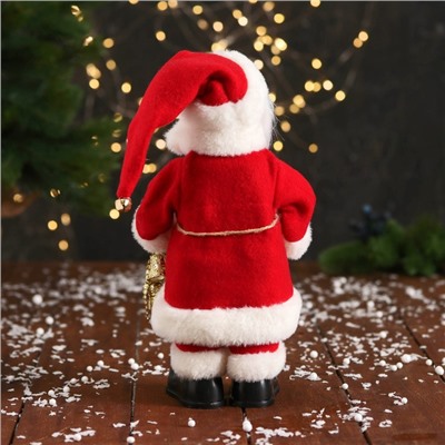 Дед Мороз под ёлку «Зимнее волшебство. С колокольчиками и с фонариком на посохе», 30 см, двигается, красно-белый