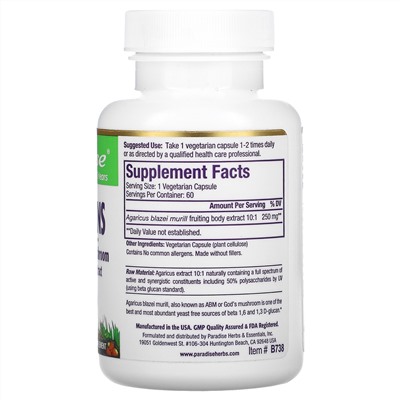 Paradise Herbs, Beta Glucans, 60 Vegetarian Capsules