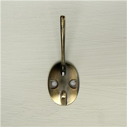 Крючок мебельный ТУНДРА TKd=002, двухрожковый, бронза