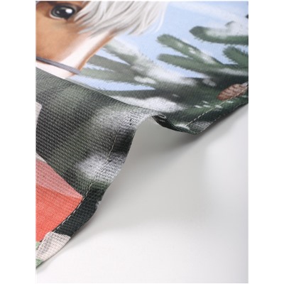 Набор кухонных полотенец «Доляна. Лошадь и Дед Мороз»: 35×60 см-2 шт., 100% хлопок, рогожка, 160 г/м²