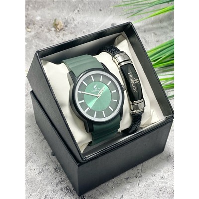 Подарочный набор для мужчины часы и браслет + коробка #22864421