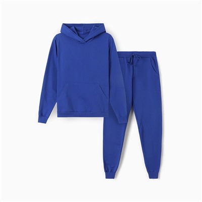 Костюм с начёсом женский (толстовка, брюки) Tusi, размер 52, синий