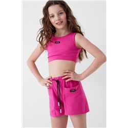 Комплект трикотажный для девочек: топ, шорты PLAYTODAY, 1240336