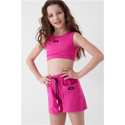 Комплект трикотажный для девочек: топ, шорты PLAYTODAY, 1240336