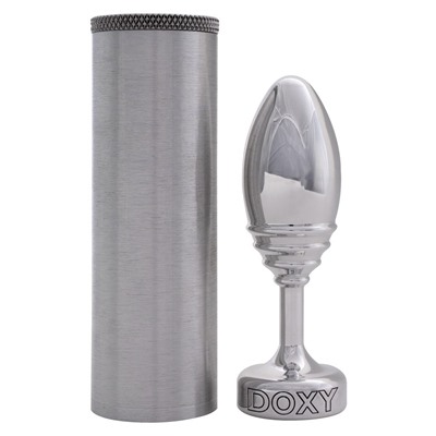 Серебристая анальная втулка Doxy Ribbed Butt Plug - 10,5 см.