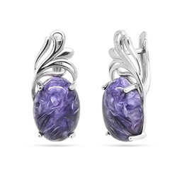 Серьги из серебра чароит, СПН4050