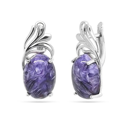Серьги из серебра чароит, СПН4050