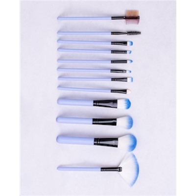Набор  кистей для макияжа в тубусе 12шт, Голубые