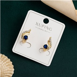 Серьги коллекция "Xuping" покрытие позолота, вставка: фианиты, цвет: прозрачный и синий, арт.004.015