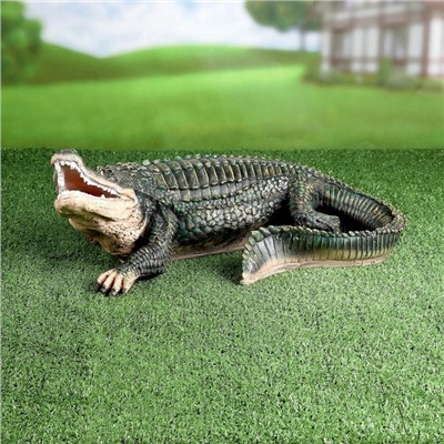 Садовая фигура из полистоуна «Крокодил», 20×50×28 см