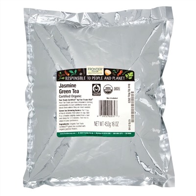 Frontier Natural Products, органический зеленый чай с жасмином, 453 г (16 унций)