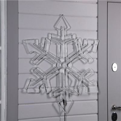 Светодиодная фигура «Снежинка», 90 см, дюралайт, 280 LED, 220 В, мигание, свечение белое/синее