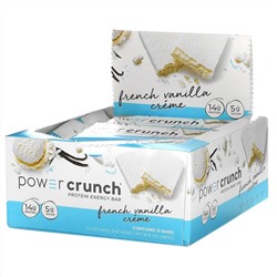 BNRG, Энергетический белковый батончик Power Crunch, французский ванильный крем, 12 батончиков, вес каждого 40 г (1,4 унции)