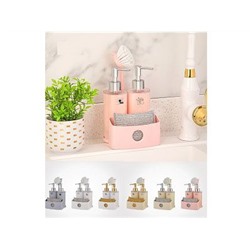 Дозатор для моющего средства 2шт + губка+щетка 14*12,5*24см