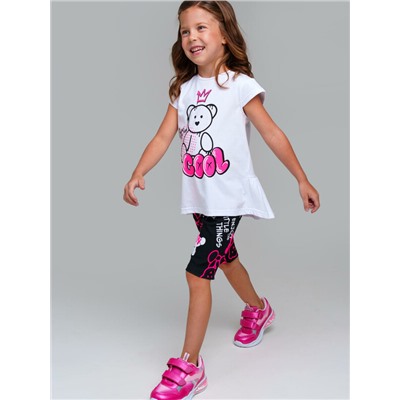 Комплект трикотажный для девочек: брюки (легинсы укороченные), фуфайка (футболка)