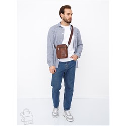 Сумка мужская кожаная 8611S brown Fuzhiniao в Новосибирске