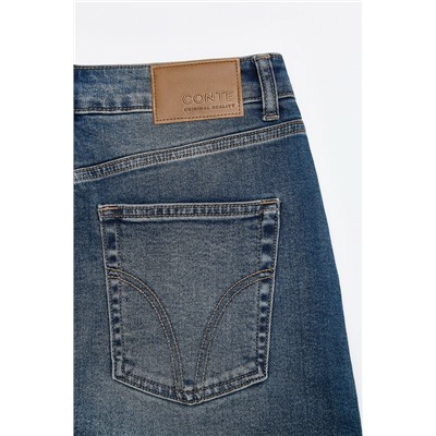 Актуальная коллекция CONTE CON-836 Джинсовая юбка-midi винтажной варки с дополнительной петлёй для к