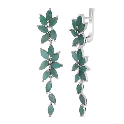 Серьги из серебра изумруд берилл, Мирра