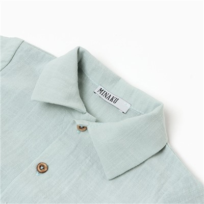 Боди-рубашка для мальчика MINAKU, серо-зелёное, рост 62-68 см