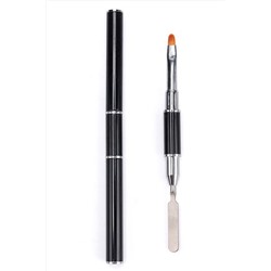 Kristaller Кисть маникюрная 2 в 1 для полигеля со шпателем / КР-01, черный KRISTALLER, 1107271