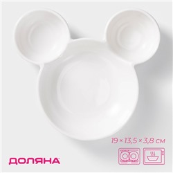 УЦЕНКА Менажница 3 ячейки "Мишка", 19х13,5х3,8 см, цвет белый