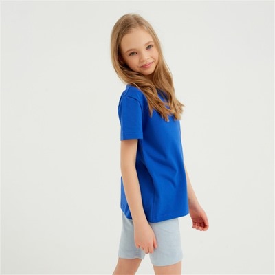 Футболка детская однотонная MINAKU: Basic line, синяя, рост 122 см