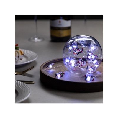 Гирлянда «Нить» 2 м роса с насадками «Пингвин», IP20, серебристая нить, 20 LED, 2 режима, батарейки ААх2 (нет в комплекте), свечение белое