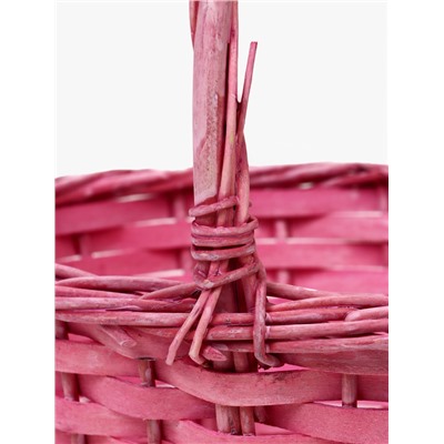 Корзина плетёная для хранения, 28×20×11 см, ручка h=14 см, ива, розовая, Greengo