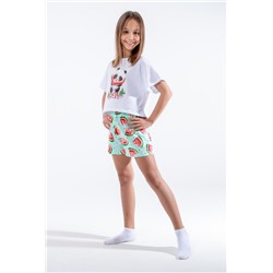 Пижама для девочки Арбуз арт.ПД-019-037 (Белый/бирюза)