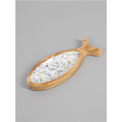 УЦЕНКА Блюдо в форме рыбки «Оттенки сирени» дерево манго 25.5×10×2 см