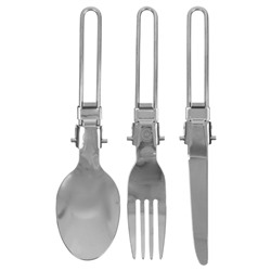 Набор туристических приборов maclay: нож, вилка, ложка, складные, нержавеющая сталь