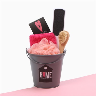 Набор подарочный «Этель» Home, полотенце, щётка, мочалка