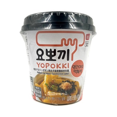 Токпокки с соусом из икры минтая и майонеза (стакан) Pollock Roe Mayo Topokki Yopokki, Корея, 118 г Акция