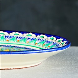 Тарелка узбекская Риштанская Керамика «Цветы», d=22 см, синяя