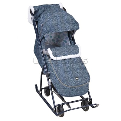 Коляска комбинированная "Наши детки 6" (синий с листочками)